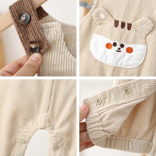 AOOPOO Salopette Bébé Garçon Fille En Velours Côtelé Avec 1 Grande Poche Mignonnes Pantalon Combinaison Bébé à Bretelles Vêtement Bébé Tout-Petit Enfants Autumne Printemps 6 Mois-4 Ans