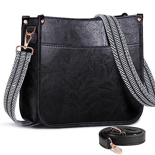 Crossbody Bags for Women, Vegan Leather Crossbody Purse with 2PCS Adjustable Strap, Trendy Handbags Shoulder Bag