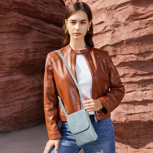 Image of BOSTANTEN Vegan Leather Small Crossbody Bags for Women Designer Cell Phone Bag Wallet Purses Adjustable Strap, Denim Blue, Small, Crossbody Bag