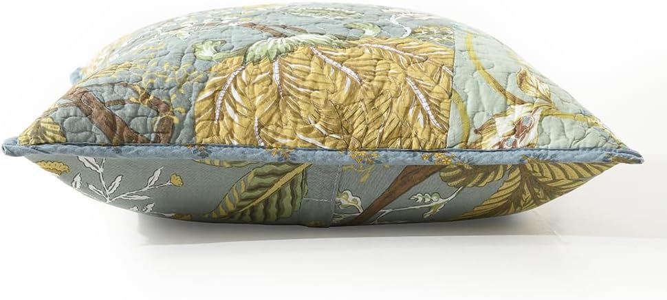 NEWLAKE Green Bohemian Floral Style Cotton Throw Pillow Covers (2 Pieces, 18X18 Inch)