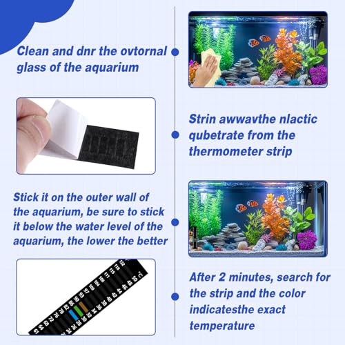 Image of 6PCS Temperature Sticker Strips Fish Tank Thermometer Aquarium Temperature Sticker, Easy-to-Read 61-122℉(16-50C) Terrarium Adhesive Water Thermometer Test for Fish Tank Aquarium(3.54 inch x 0.79 inch)