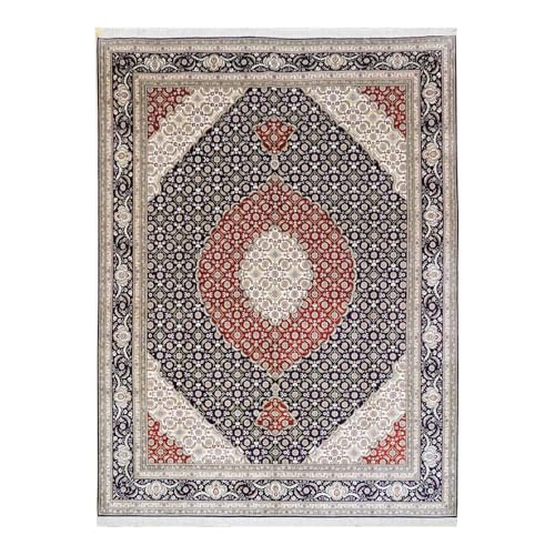 Yilong Carpet 9x12ft Large Handmade Silk Area Rug Geometric Design