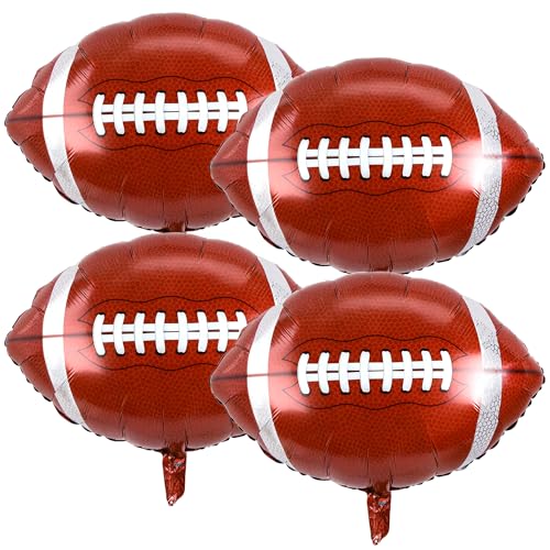 Giant 26 Inch Football Foil Balloons Jumbo Mylar Football Balloons for The Big Game Party Decorations Game Day Tailgate Supplies Sports Themed Birthday & Graduation Decor4PCS