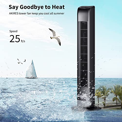Akires Oscillating Tower Fan 30 Inch Portable Light-Weight Space-Saving Quiet Bladeless Floor Fan For Office Kitchen Living Room Tower Fan With Remote Control,3 Speeds,3 Modes,7.5H Timer(Black) #TOP3