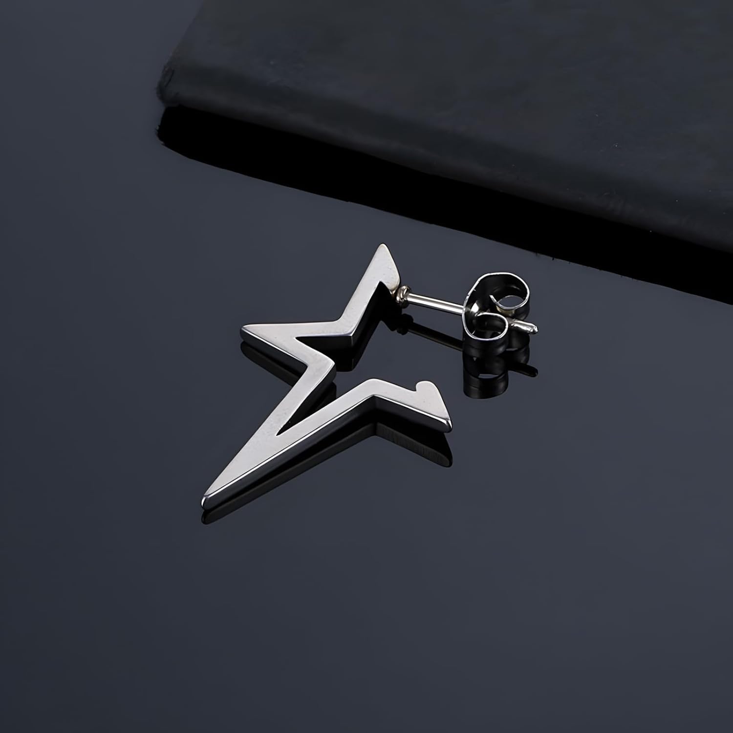 Spike Star Stud Earrings for Women Men 316L Stainless Steel Pentagram Earrings - Image 3