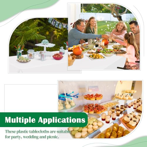 Image of White 14 Pack 54 x 108 Inch Plastic Tablecloths, Disposable Rectangle Tablecloth, Party Table Cover Plastic Table Cloth