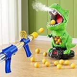 NIPLOOOW Moveable Dinosaur Shooting Toys for Kids 3-8 Years, Movable Shooting Target Toy with Air Pump Launcher, Interactive Competition Game Gift for Boys and Girls Ages 3 4 5 6 7 8 Years Old