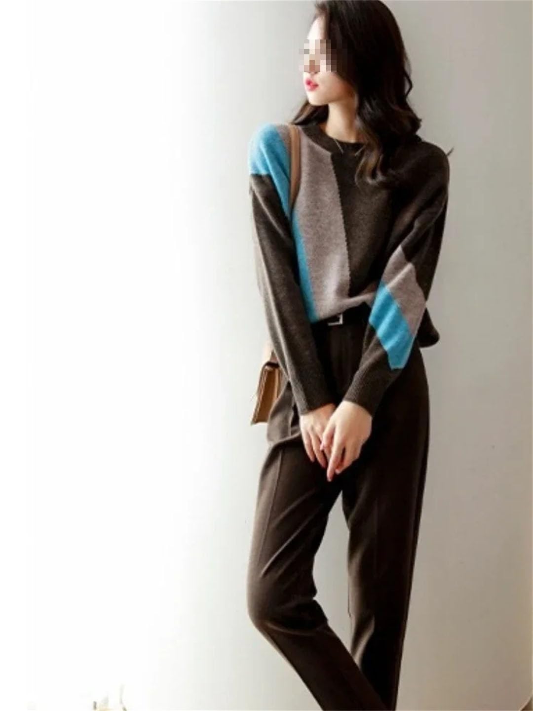 Vogrtcc Maglione da Donna Autunno/Inverno Pullover Lavorato A Maglia Maglieria O-Collo Maglione Oversize