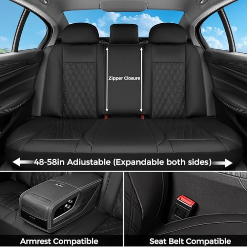 Image of FLORICH Car Seat Covers Full Set, Leather Seat Covers for Cars, Car Seat Protector Waterproof Breathable, Universal Automotive Seat Covers, Front and Rear Car Seat Cover Fit for Most Sedans SUV Truck