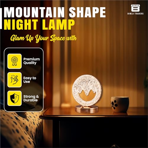 Image of CRAE Mountain Shape Crystal Table Lamp Cordless Luxury with Touch Sensor Control | Desk Night Study Light | Diamond Nightstand | Party Decor