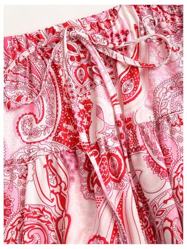 Women's Paisley Maxi Skirt Boho Printed Tiered Ruffle Elastic Waist A Line Flowy Long Skirts3