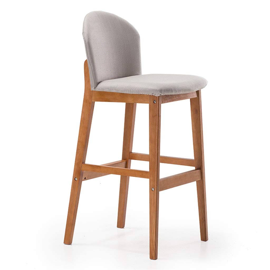 Tabouret de bar déhoussable kaki de 75 cm résistant aux taches avec dossier et assise bois