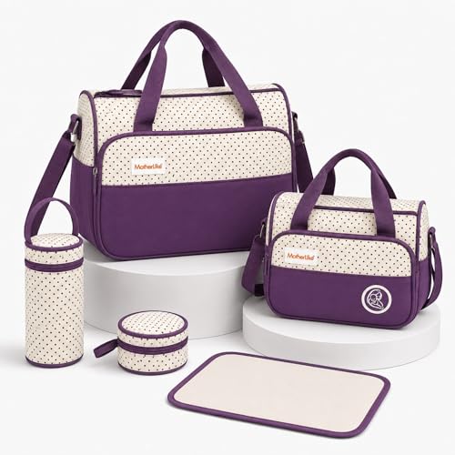 Image of Diaper Tote Bag Set for Mothers for Travel | Shoulder Side Diaper Tote Baby Bag with Changing Station & Insulated Pockets | Waterproof Maternity Diaper Bag for Baby & Mom | 24 L,12 Pockets