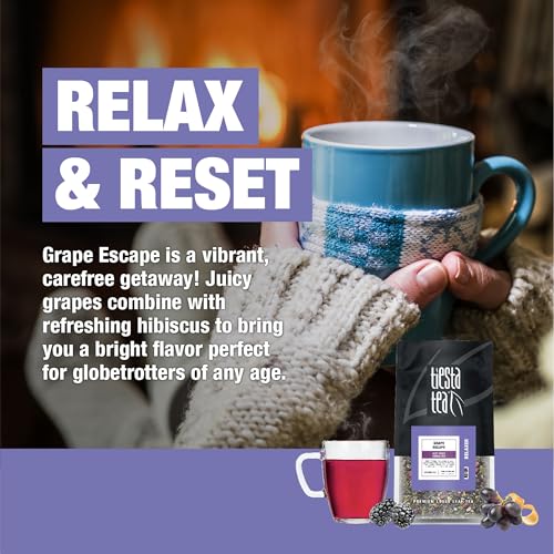 Image of Tiesta Tea - Grape Escape, Loose Leaf, Juicy Grape Herbal, Non-Caffeinated Fruit Tea, Make Hot or Iced Up to 200 Cups, 16 oz Resealable Bulk Pouch