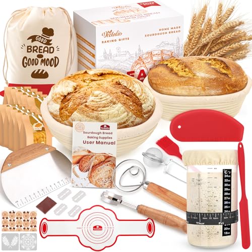 Image of Sourdough Starter Kit, Sourdough Bread Baking Supplies, Sourdough Kit Home and Kitchen, Sour Dough Starter Kits, Sourdough Jar, Bread Proofing Basket, Sourdough Bread Basket, Sour Dough Kit Tools