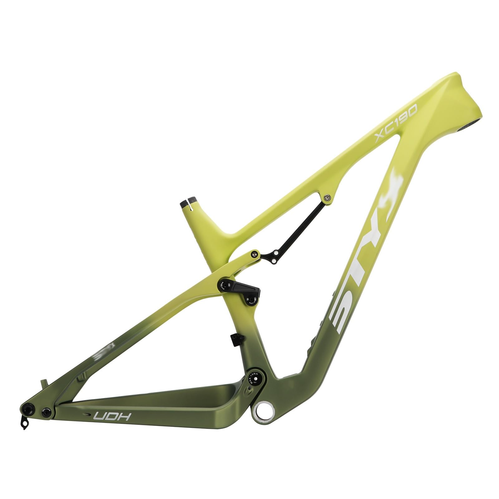 MirOdo 29er Bike Softtail Frame Carbon Fiber Ultralight Frame Shock Absorber Mountain Bike Frame Thru Axle 12 * 148mm XC/DH Frame Disc Brake BB-73mm (Color : Yellow Green, Size : 29