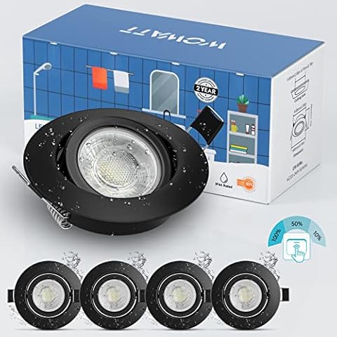 Wowatt 7W Downlight LED Empotrable Techo Negro Regulable IP44 Cover