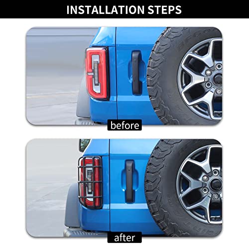 Hoolcar Tail Light Guards Rear Light Cover Protector Compatible With 2021-2022 Ford Bronco, Black, 2Pcs, Exterior Accessories #TOP1
