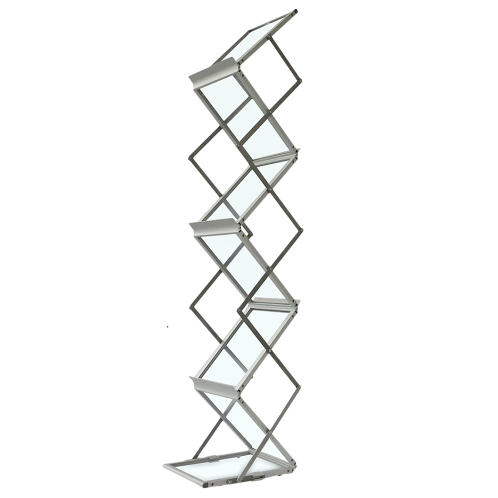 Expositor portátil de folletos de 3 Niveles: Soporte metálico con Paneles Transparentes, Soporte de Suelo para revistas, folletos, Uso en Oficina y comercios. Organizador con un diseño elega