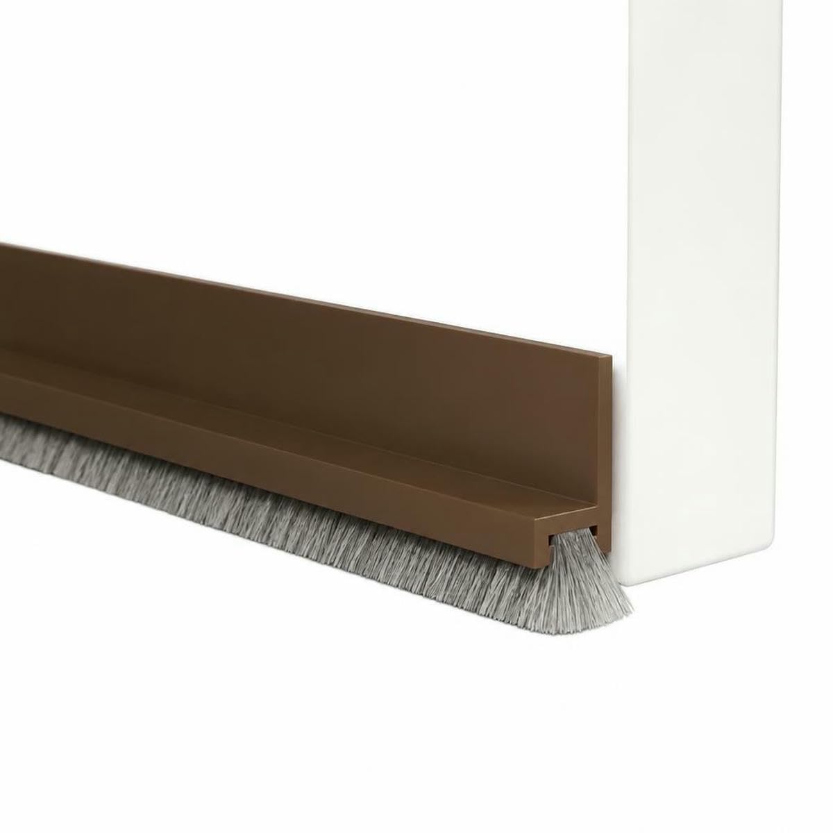 Door Seal Draft Stops with Brush Reduce Noise Rubber Door Sweep Breeze Blocker Insect Proof Dust Proof Sound Proof Seal Strips-Brown-1M(1Strip)
