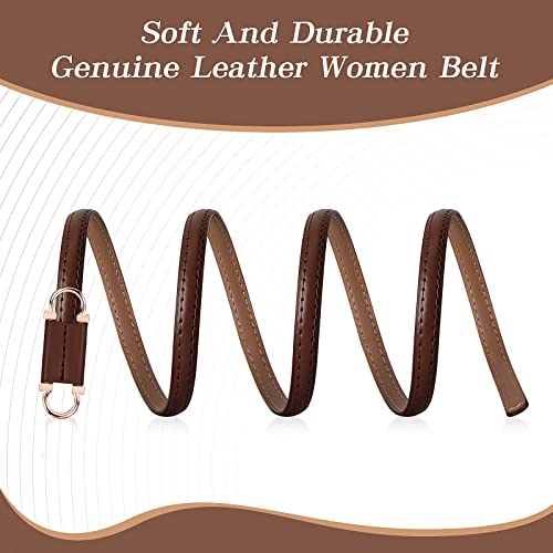 Skinny Genuine Leather Belt for Women Thin Waist Belt for Dresses with Gold Alloy Buckle2