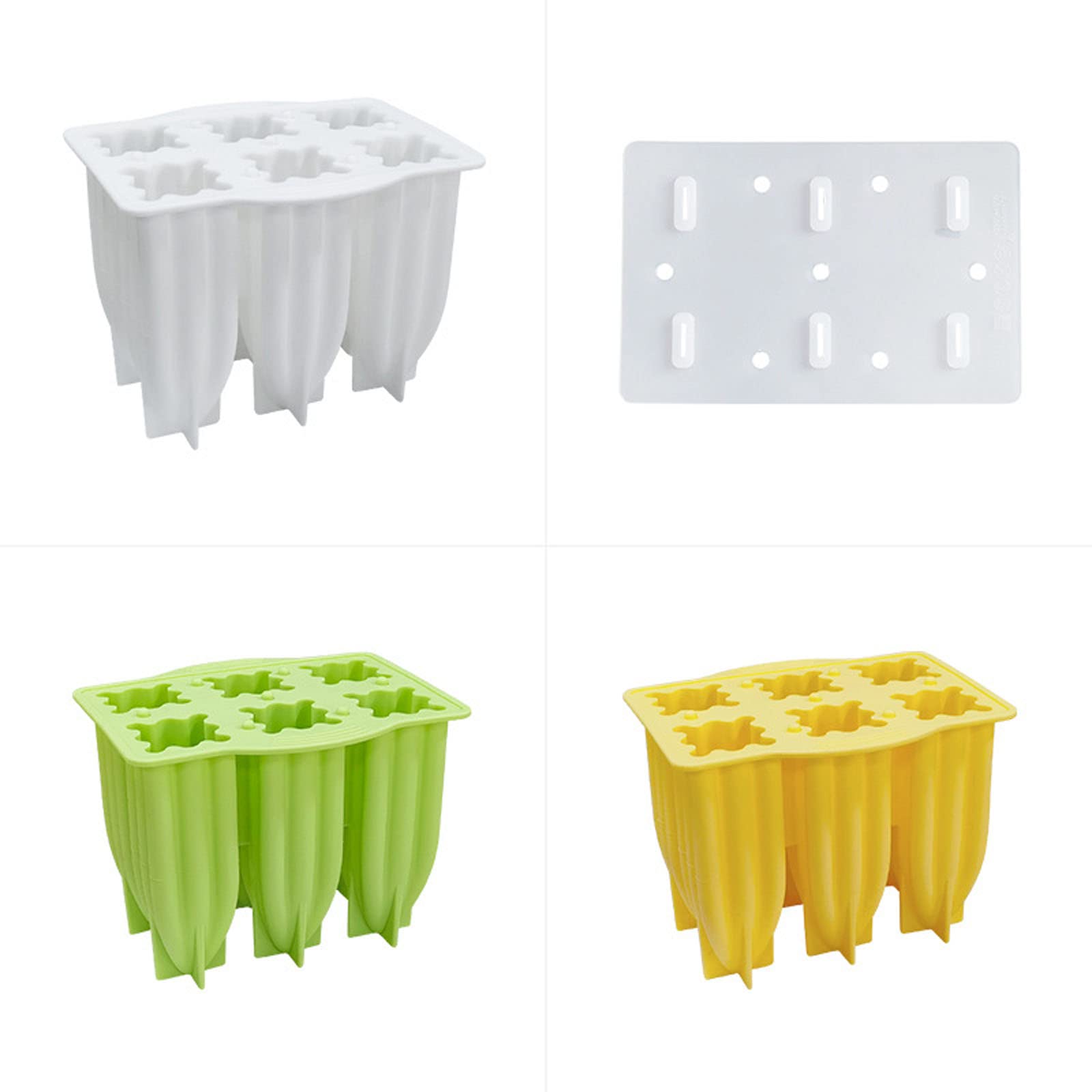 Molde for helado de 6 celdas for paletas hielo, moldes for, utensilios cocina, accesorios(Yellow)