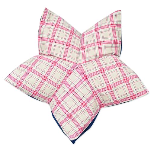 Aumüller Sternenkissen Karo, Beige/Blau - 70 cm - Liegekissen für Hunde und Katzen