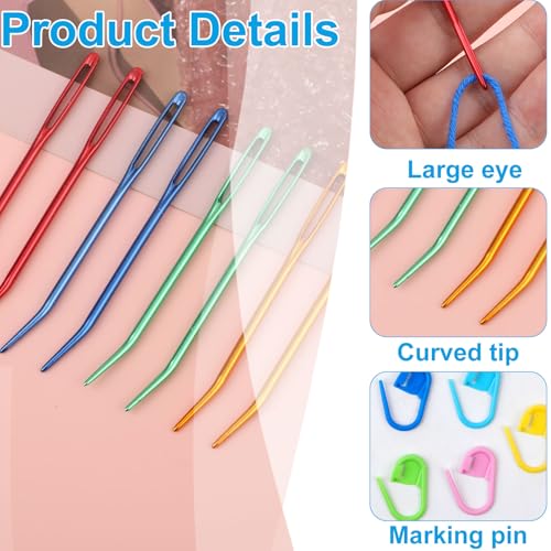 Image of 37 Pcs Yarn Needle Set, Yarn Darning Tapestry Needle Big Eye Blunt Sewing Needles Large-Eye Bent Tip Knitting Stringing Embroidery Needles for Tapestry Weaving Quilting Beading Crochet Projects