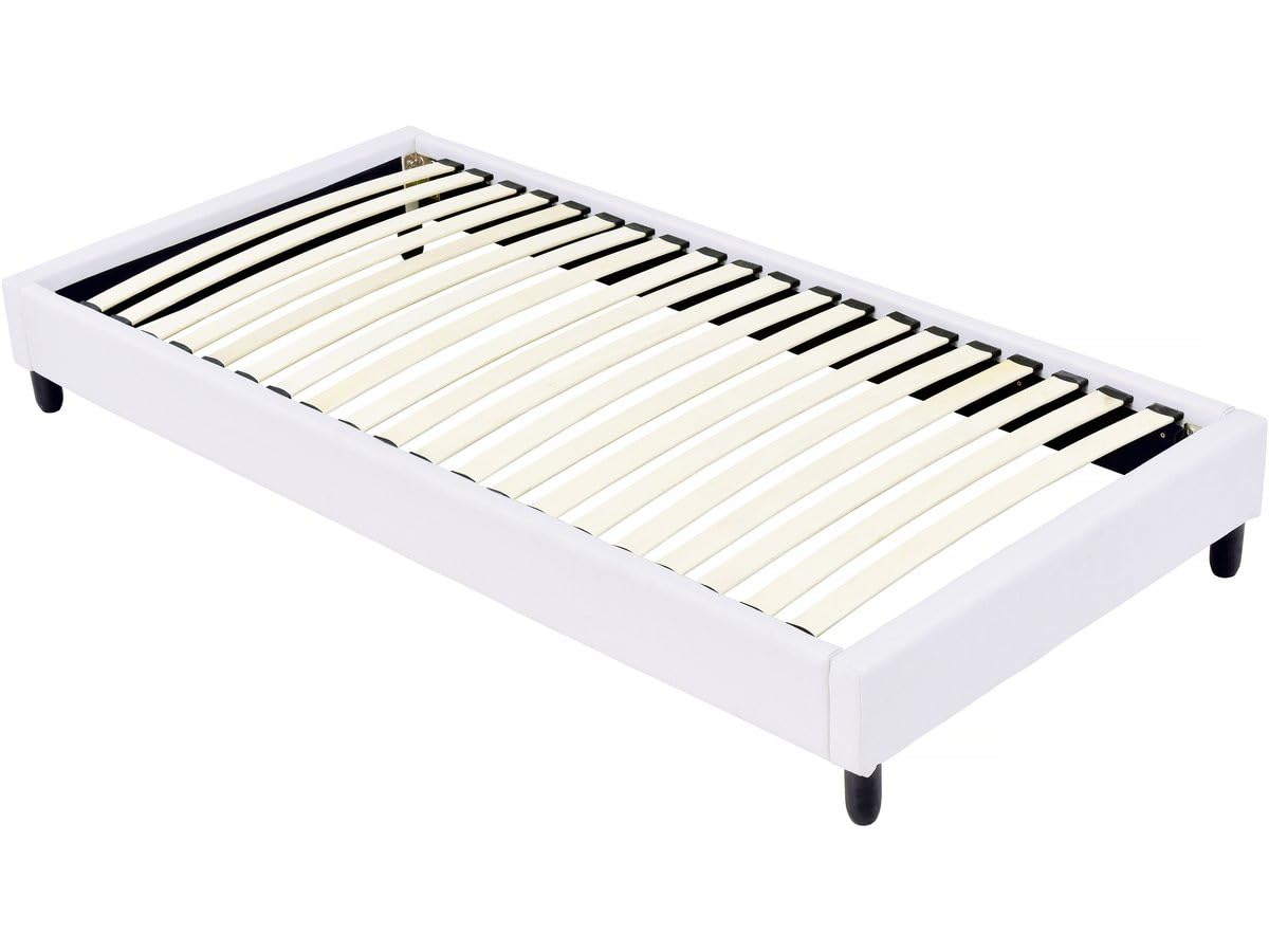 Sommier tapissier 90x190 cm blanc contre le mal de dos avec ses 20 lattes fermes