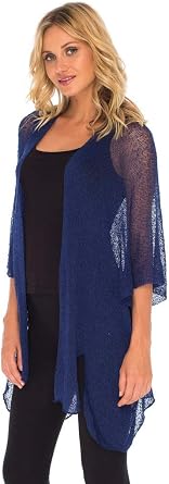 SHU-SHI Beach Kimono Coverups for Women Summer Cardigans Lightweight Open Front Cover Up Knit Sheer Sweater