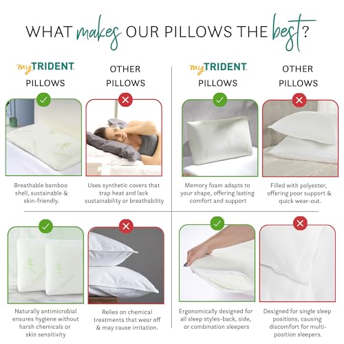 Image of MYTRIDENT Classic Bamboo Memory Foam 1 Pc Pillow|200 GSM Spun Knitted Bamboo Fabric