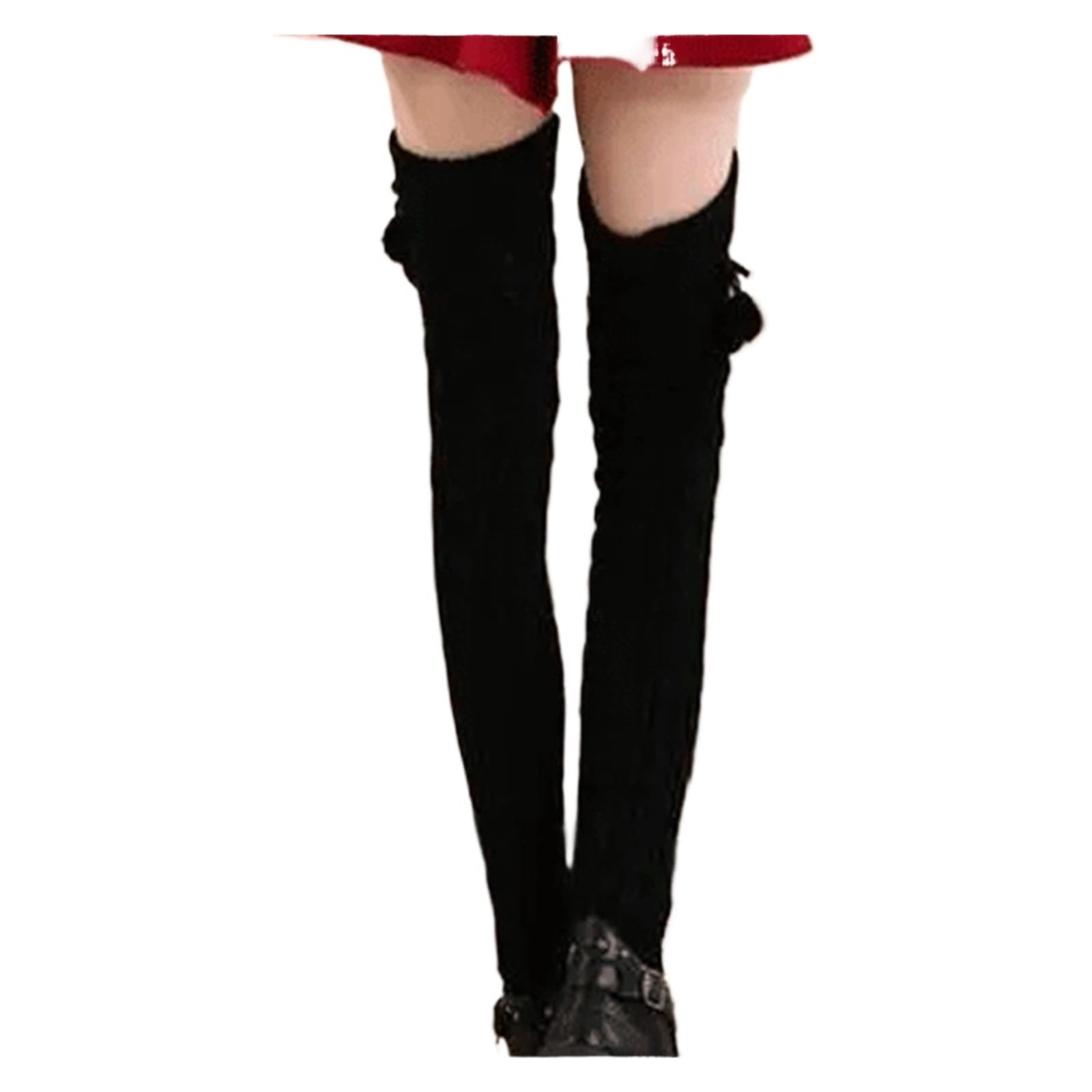 Fashion Casual Women Warm Winter Knitted Leg Warmers Socks Crochet Long Boots with Hairball