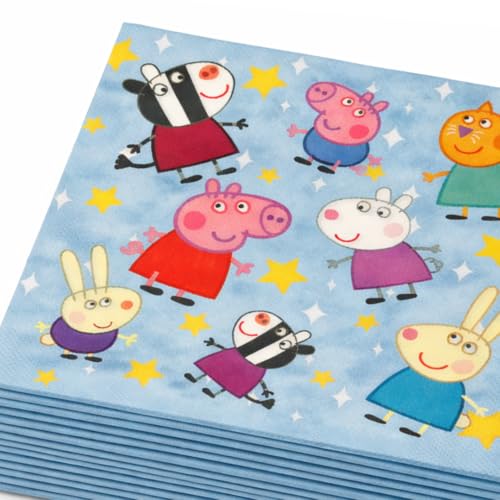 Image of Wanna Party Cute Pig Inspired Cartoon Theme Paper Napkins (20 Pcs) | Pink Pig Theme Birthday Parties Napkins for Kids | Cartoon Theme Party Tableware for Birthday Decoration & Celebration Supplies