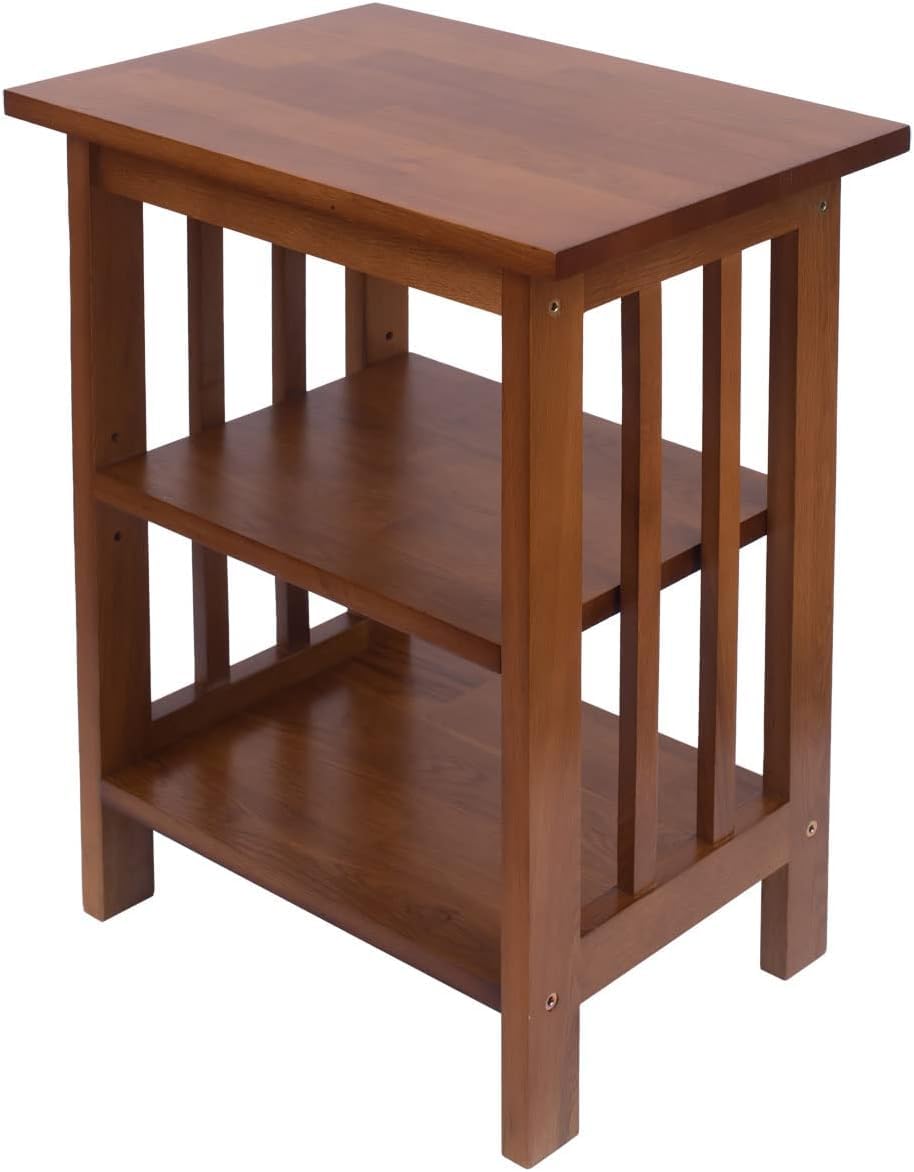 Kemtpase 3-Tier Side End Table Oak Wooden Small Bedside Table Slim Narrow Nightstand Small Spaces for Living Room, Bedroom, Bathroom,Home Office Easy Assembly
