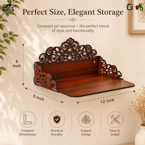 Image of Gift Kya De Wall Shelf for Living Room | Designer Wall Mounted Shelf for Home Decor, Books, Showpieces & TV Accessories | GKD Strong & Stylish Wall Rack | Made in India