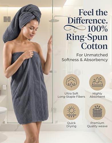Image of LANE LINEN 24 Piece Bath Towels Set - 100% Cotton Bathroom Towels, Absorbent Towels for Bathroom, 4 Large Bath Towels, 2 Bath Sheets, 6 Hand Towels, 8 Wash Cloths, 4 Fingertip Towels - Cool Grey