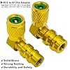 VOTNMIC R12 to R134A AC Retrofit Fitting Adapter Kit, Brass R12 R22 to R134A High/Low Fitting Port Retrofit 1/4’’ to 7/16"-20 UNF Conversion Adapter (90° Angled High and Low Side Conversion Kit) #2
