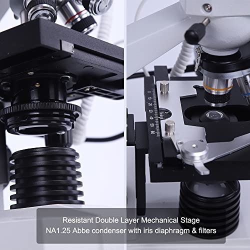 Image of Trinocular Compound Microscope 40X-2500X Magnification Research-Grade, with 7 inch LCD Monitor, with Handheld Microscope