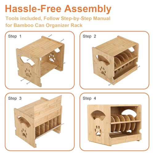 HOSASSPER Upgraded Bamboo Cat Food Can Organizer - FIFO Pantry Storage Rack, Holds 42 (3oz) Cans, Stackable Pet Food Can Organizer for Kitchen Pantry (1) by HOSASSPER - Image 7