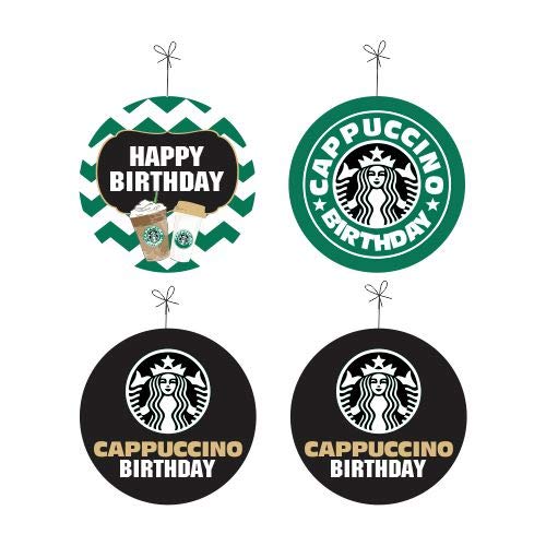 Image of Cappuccino Celebration Kit - 80 pcs includes Banner, balloons, thank you cards, centerpiece, danglers, Cappuccino Birthday Party Supplies, Event Decor, Banner for Coffee Lovers.