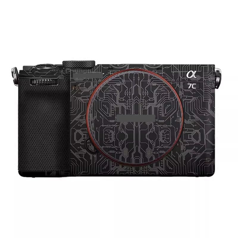 Camera Skin Wrap A7C2 Anti-Scratch Sticker Coat Vinly Protective Film Body Protector Decals Cover for Sony A7CR A7C II (Circuit Titanium)