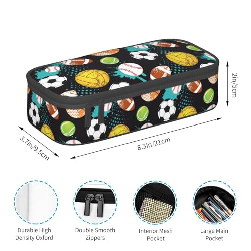 Image of Sport Cool Ball Pattern Pencil Case Big Capacity Storage Pencil Pouch Stationery Bags With Zipper Portable Pen Holder Box Organizer For Boys Girls Teens Student College School Office Supplies