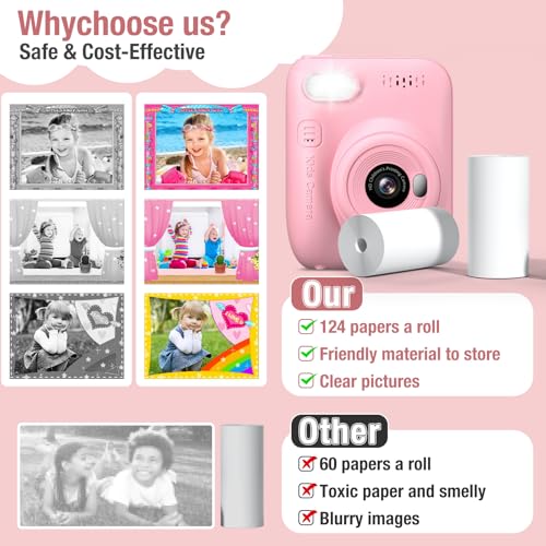 GREENKINDER 5 Rollen Druckpapier für Kinderkamera, Sofortdruck Thermopapier, Nachfüllpapier für Kinderkamera, Sofortbildkamera Druckpapier für Kinder, Beste Wahl für Sofortdruckkameras