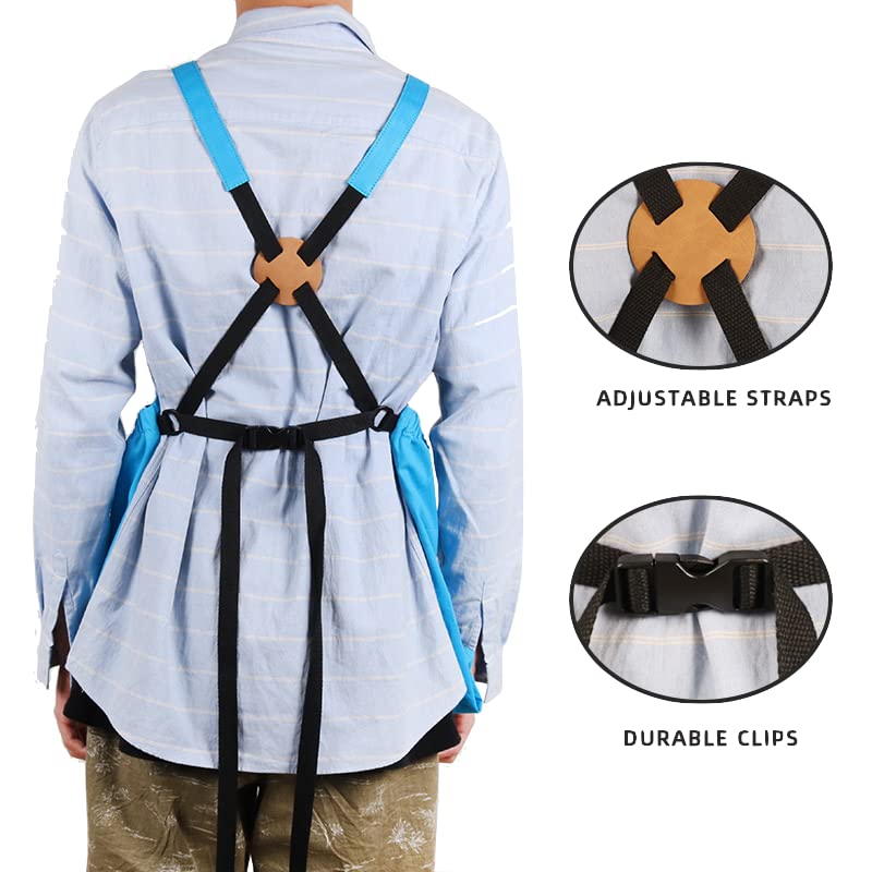 Grampa's Garden Apron - Cross Back Gardening Apron With Pockets For Women & Men, Blue - Image 4