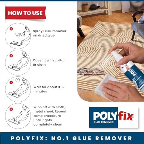 Image of PolyFix Glue Remover Spray | Used to Remove Gum Glue Stickers Adhesives for Car, Glass, Fridge Door, Any Metal Surface | Car Glass Sticker Remover Spray,Quick and Easy to Use, 100ml