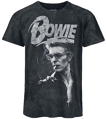 David Bowie Lightning Unisexe T-Shirt Manches Courtes Noir XL 100% Coton Regular/Coupe Standard
