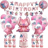 38 Stück Geburtstags Deko,Geburtstagsdeko, Party Dekoration Set mit Banner,Luftballons,Cake Topper,Folienballons
