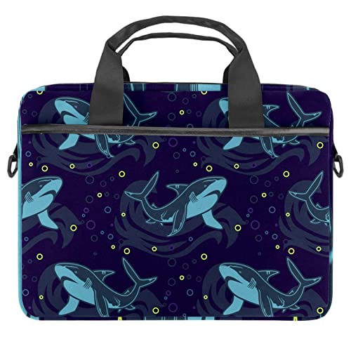 Sac à bandoulière pour ordinateur 13 à 14.5 pouces bleu motif requin