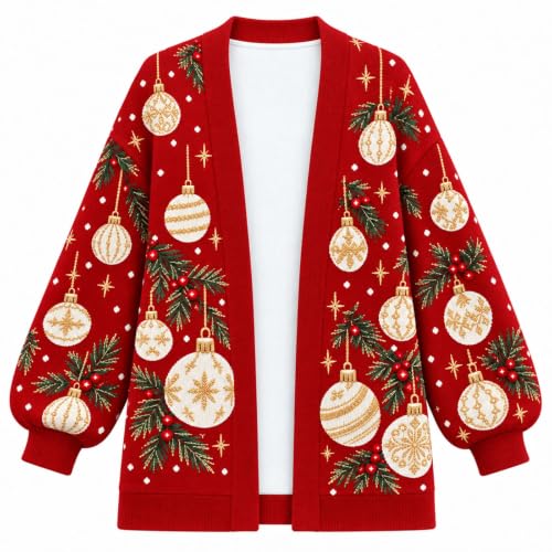Christmas Cardigan for Women Santa Claus Reindeer Snowflake Graphic Sweater - image 1