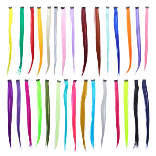 FRCOLOR 30Pcs Clipe Colorido Em Extensões de Cabelo Destaques Do Partido Clipe Em Extensões de Cabel